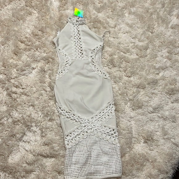 missguided white cut out dress Missguided Cream Linen Mix Cut Out Milkmaid Mini Dress